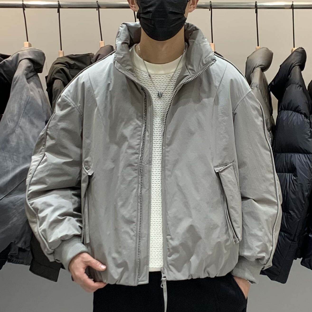 冬季韩版男立领羽绒服百搭潮流日系时尚简约设计感廓形保暖羽绒衣