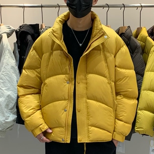 冬季韩版男士立领蓬松高充绒泡芙羽绒服百搭潮流时尚宽松面包服