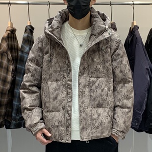 工装 连帽羽绒服百搭潮流美式 字母印花痞帅休闲保暖羽绒衣 男士 冬季
