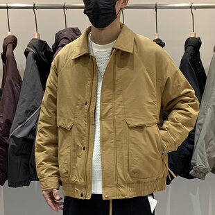 5MM-冬季男士翻领羽绒服百搭潮流日系工装时尚大口袋90鸭绒羽绒衣