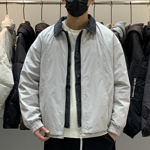 痞帅设计感保暖羽绒衣 翻领羽绒服百搭潮流日系工装 冬季 假两件男士