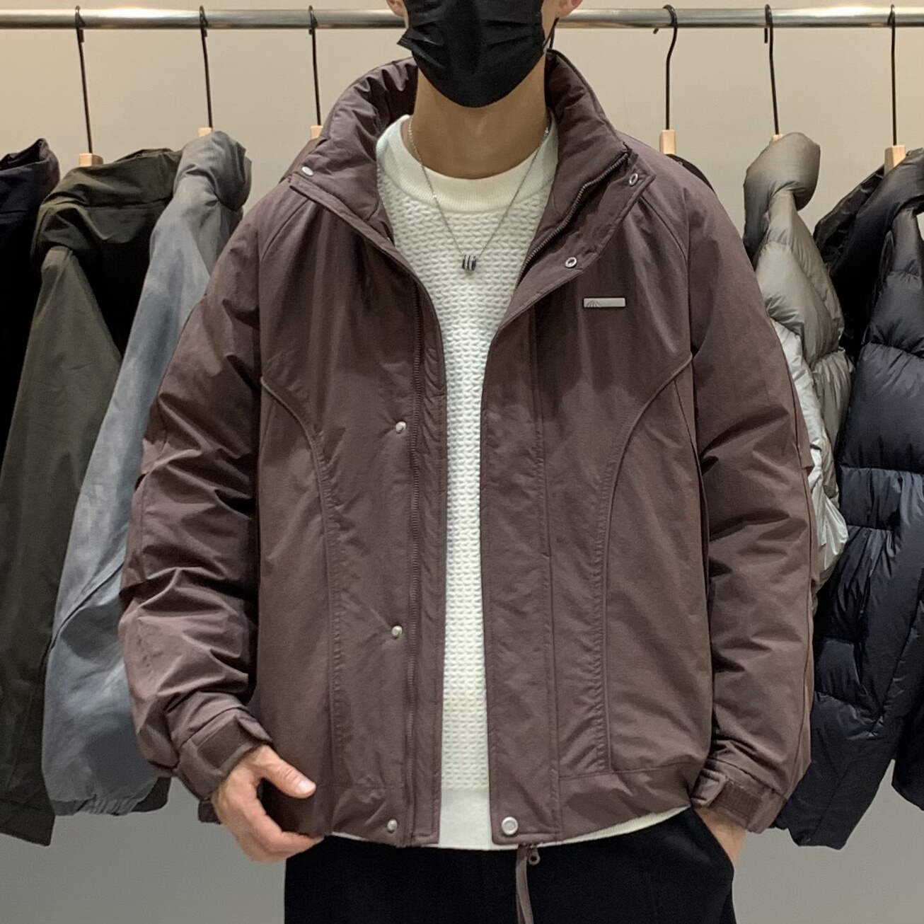 冬季韩版男士立领羽绒服百搭潮流美式时尚痞帅拼接休闲保暖羽绒衣