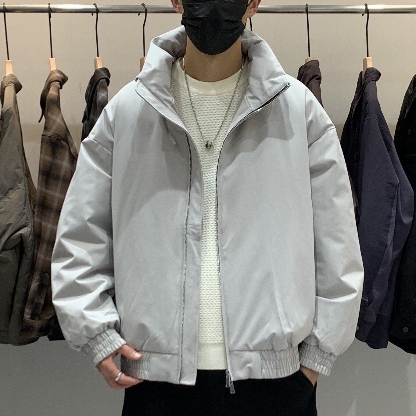 冬季韩版男立领羽绒服百搭潮流美式痞帅高级感90白鹅绒保暖羽绒衣