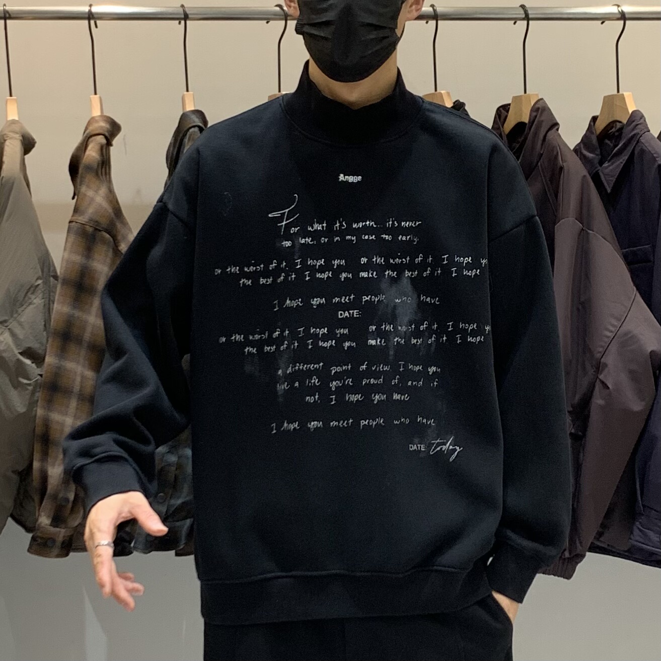 冬季韩版男半高领加绒加厚卫衣百搭潮流美式时尚慵懒风小众套头衫