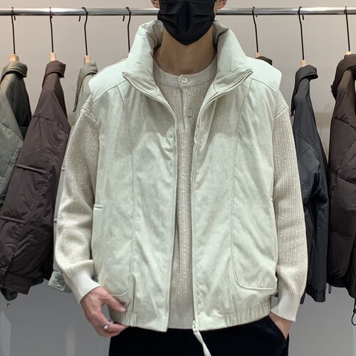 方辰式-冬季男士立领羽绒马甲百搭潮流美式时尚工装设计感羽绒服