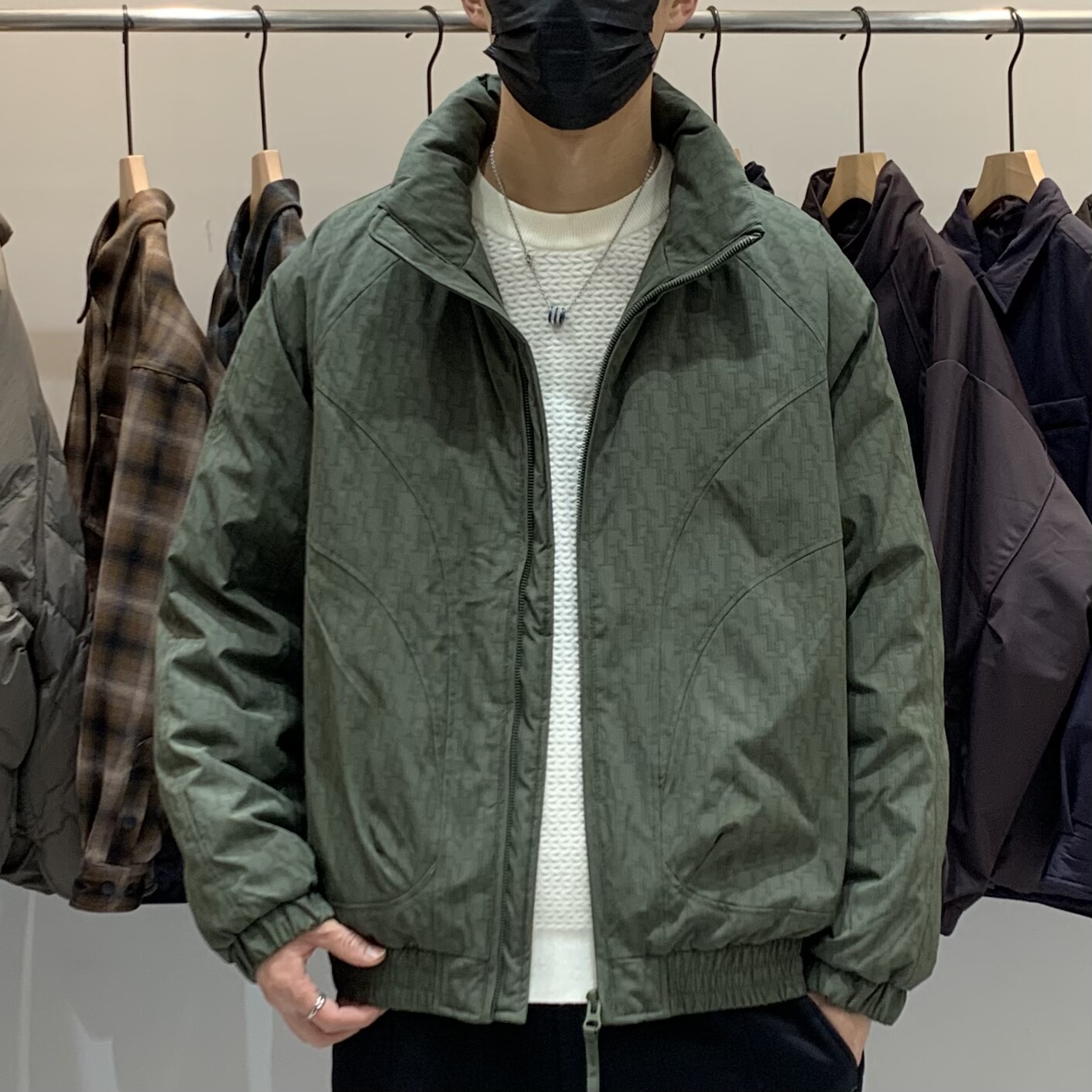 冬季男士立领羽绒服百搭潮流美式时尚花色痞帅90白鸭绒保暖羽绒衣