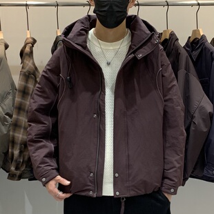 个性 冬季 时尚 连帽鹅绒羽绒服百搭潮流美式 拼接痞帅保暖羽绒衣 男士