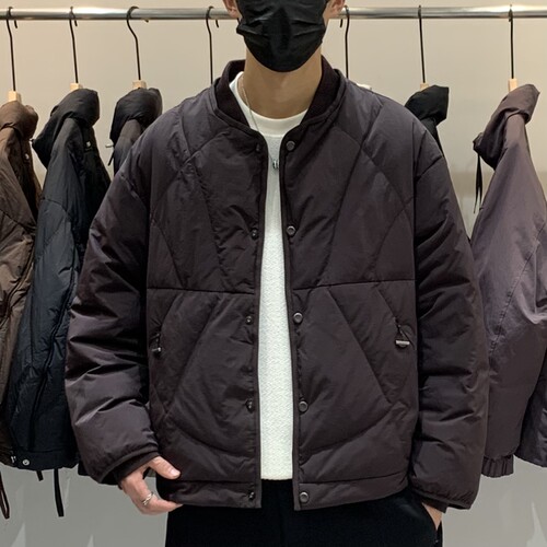 冬季新款男士棒球领羽绒服美式复古时尚潮流简约休闲保暖羽绒衣
