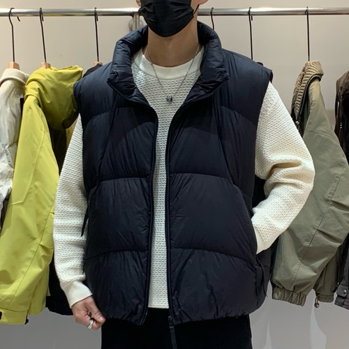 冬季韩版男士立领泡芙羽绒马甲百搭潮流时尚90白鸭绒保暖羽绒背心