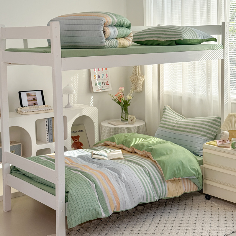 大学生全棉三件套单人寝室纯棉被套简约宿舍床单100%棉枕套