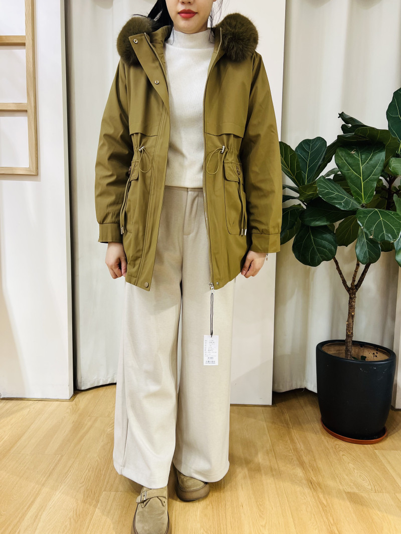 i+now专柜同款女装2025冬新宽松收腰显瘦加绒加厚派克服毛领外套