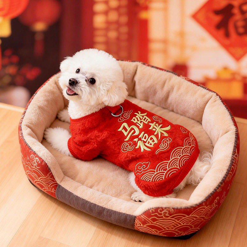2026新年狗狗衣服冬装泰迪比熊雪纳瑞小型犬小狗过年喜庆宠物衣服