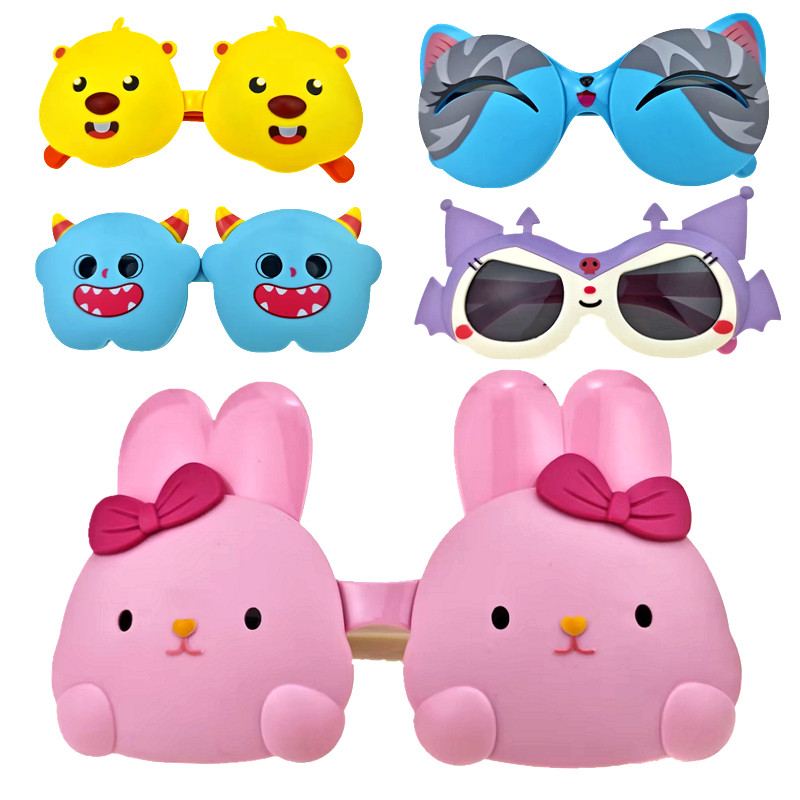 儿童卡通太阳镜男女宝宝偏光眼镜可爱动物造型墨镜翻盖炫酷立体兔