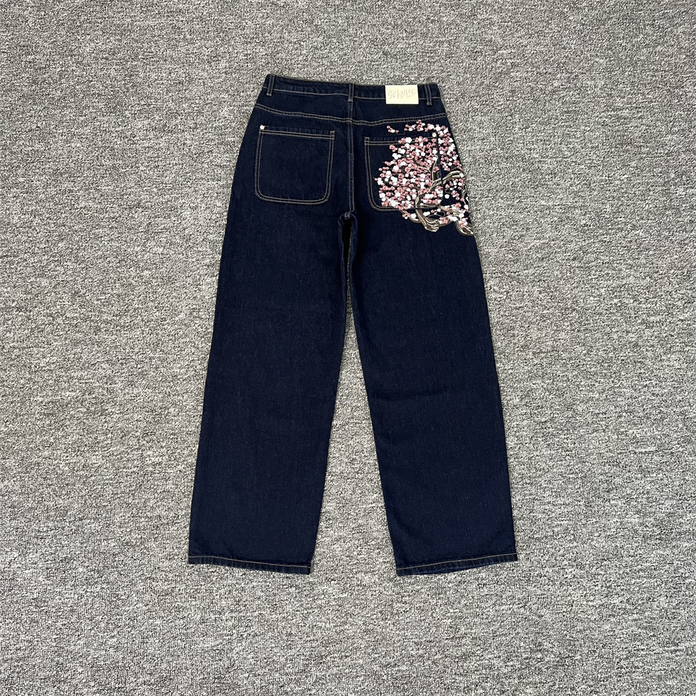 thumbnail for derschutze gallery Denim Jeans High Street embroidery trendy casual fashion straight-leg cow pants