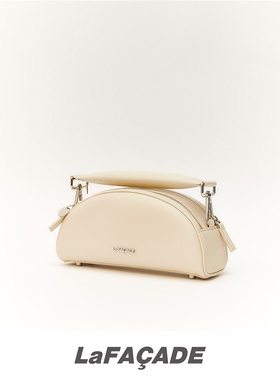 LaFACADE小众设计保龄包春夏新款馒头包女牛皮手提包配玉石编珠链