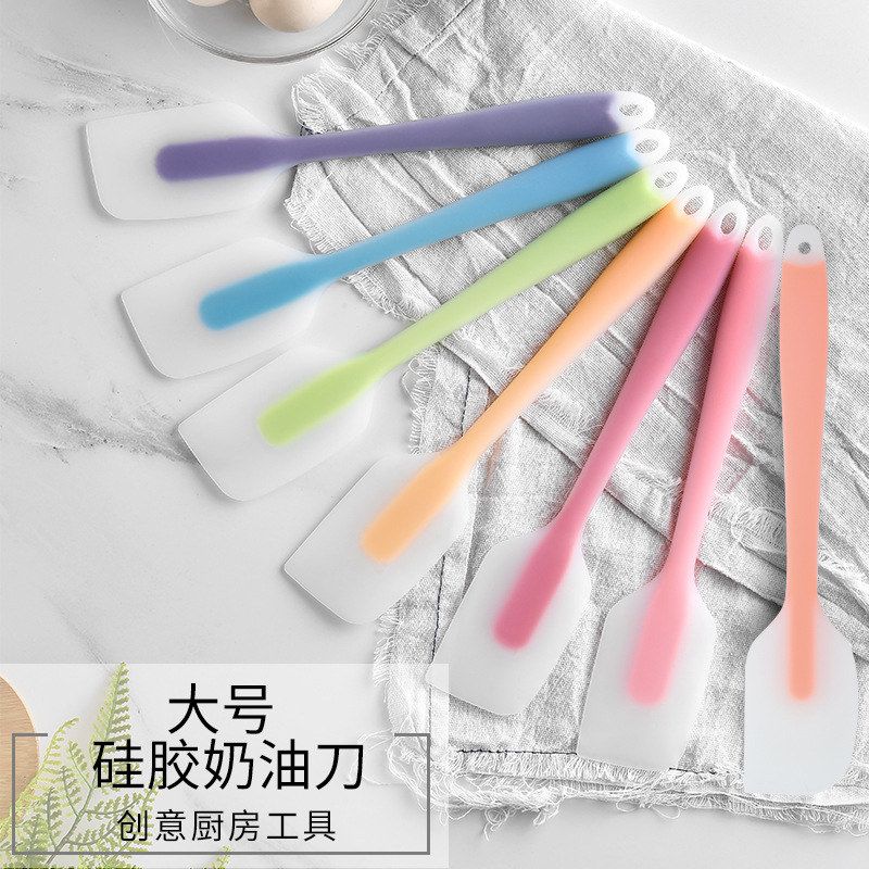 FDA硅胶一体刮刀半透明大号抹刀