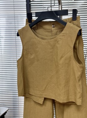 【现货秒发】高端进口亚麻1002025夏季新松弛感无袖马甲休闲裤女