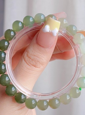 和田玉渐变晴水圆珠手串手链8mm新中式简约大气细腻油润素雅