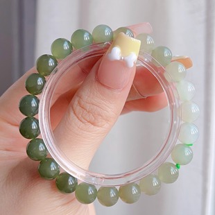 和田玉渐变晴水圆珠手串手链8mm新中式 简约大气细腻油润素雅