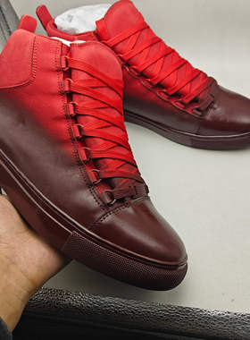 新款外贸大码拼色BAL巴黎INS潮款喷漆泼墨高帮男鞋真皮运动板鞋