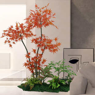 高端轻奢假绿植造景阳台大型南天竹装饰室内景观仿真植物盆栽摆件