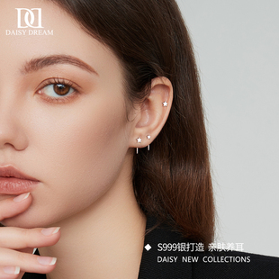 999纯银星星耳钉女简约养耳洞耳骨钉小耳环2025新爆款耳蜗钉耳饰