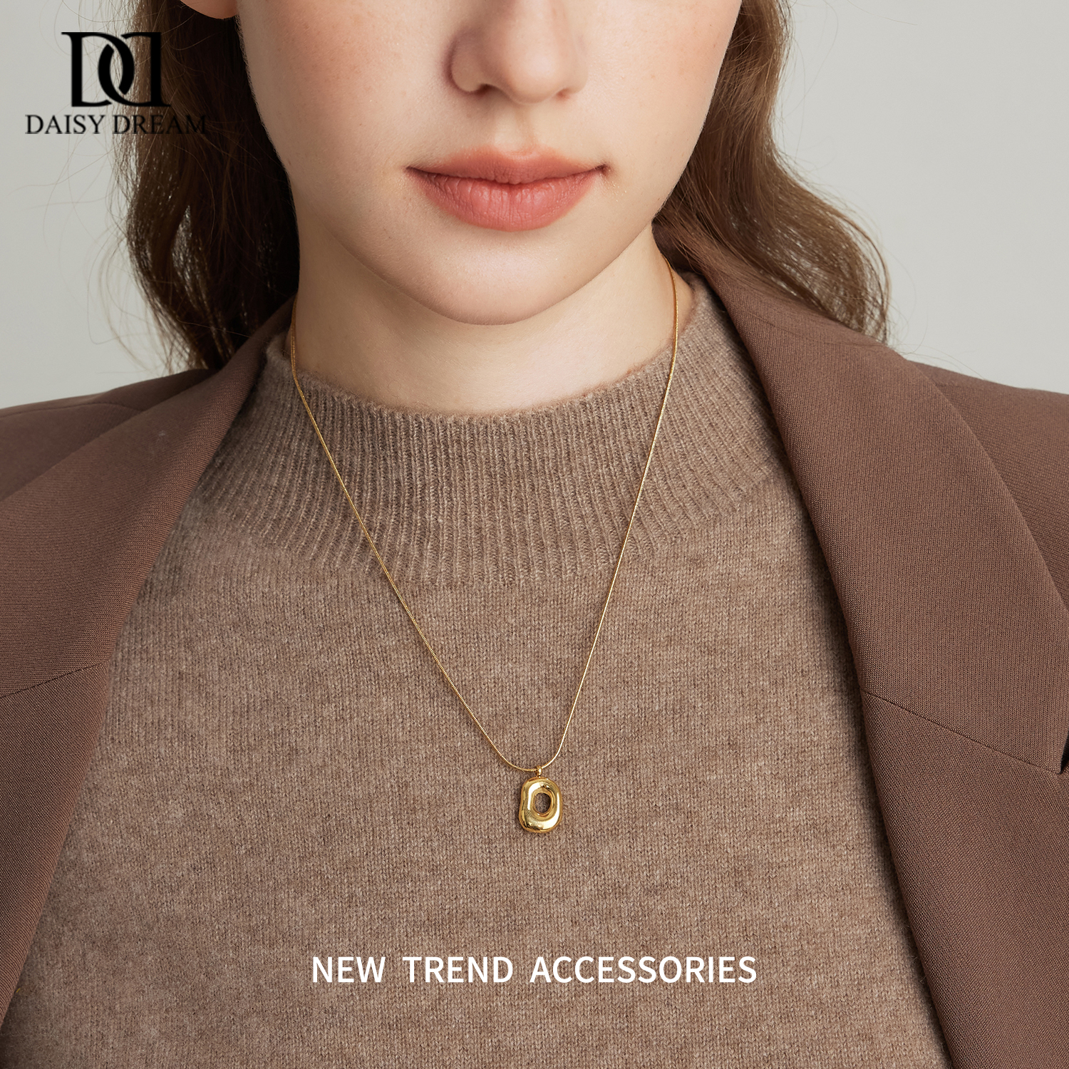 极简几何吊坠项链女小众设计