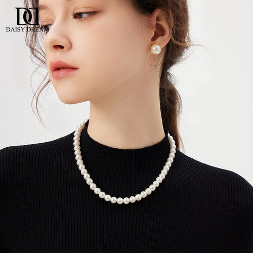 施家正圆珍珠项链女气质时尚