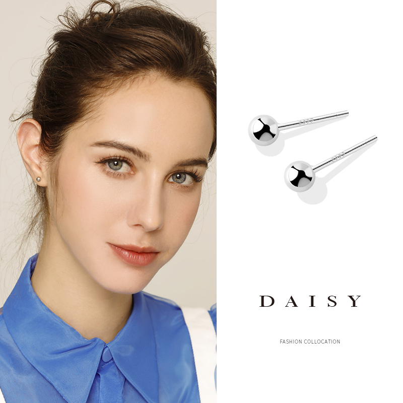 耳钉女999纯银2022新款潮简约耳针养耳洞耳棒耳棍小巧耳骨钉耳环