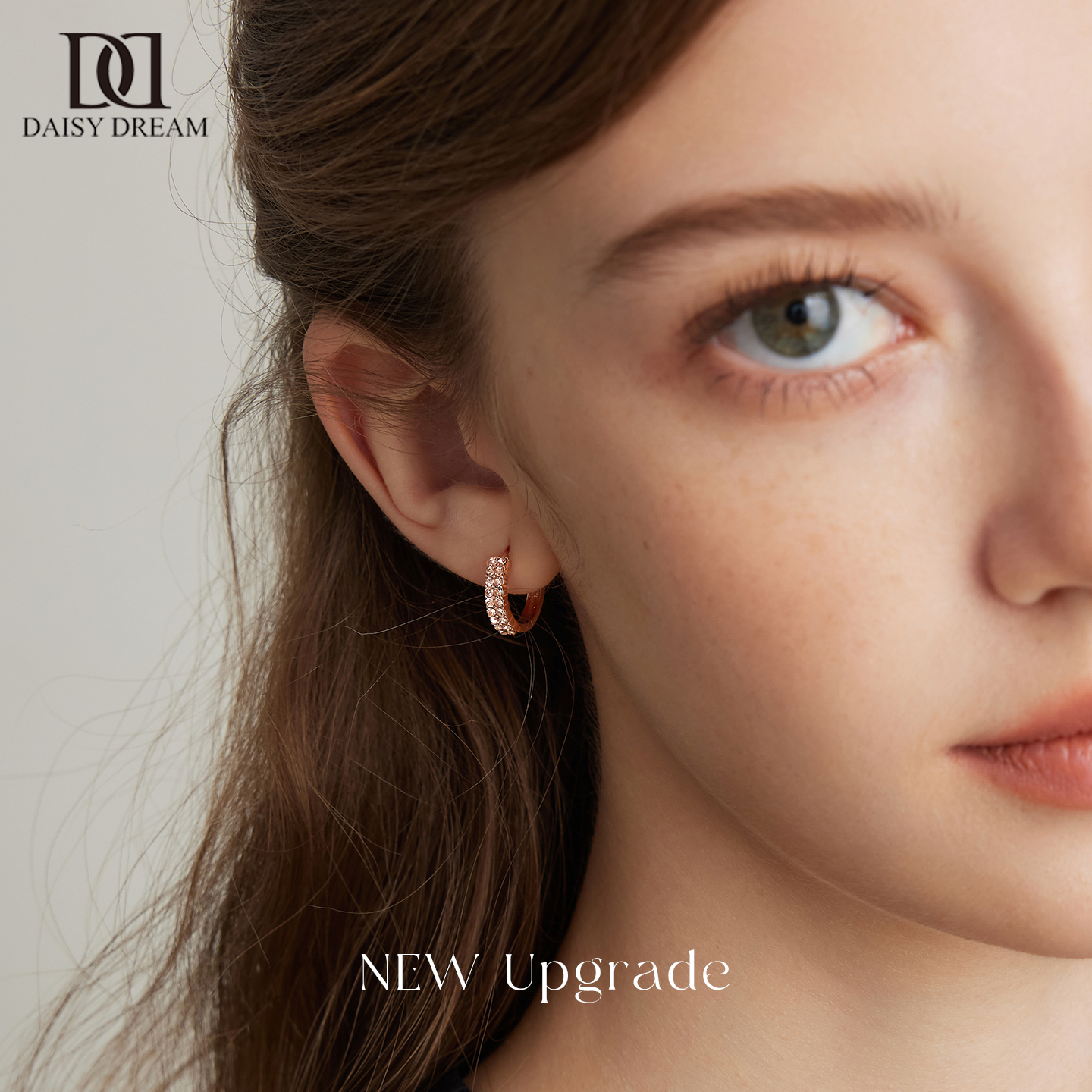 超闪玫瑰金素圈耳环女2025新款爆款高级感轻奢耳圈耳扣精致耳饰品