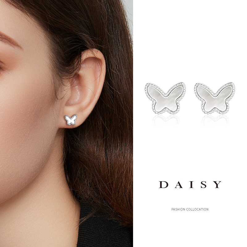 925纯银蝴蝶耳钉可爱甜美气质