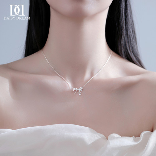 999纯银灵动蝴蝶结项链轻奢小众