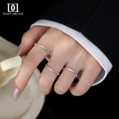 999纯银戒指女小众设计素圈指环简约时尚 百搭ins冷淡风食指戒尾戒