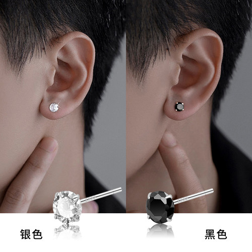 999纯银超闪钻石耳钉潮流个性