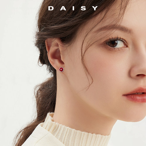 999纯银南红玛瑙耳钉简约高级感