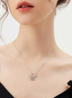 925纯银白玉髓平安锁项链女