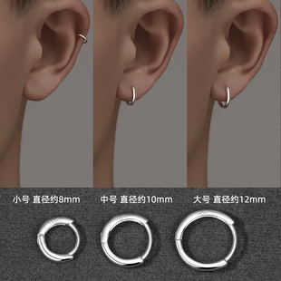 999纯银养耳洞素圈耳环男睡觉免摘耳圈耳骨钉ins风潮个性 耳钉耳饰