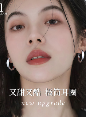 999纯银针银色素圈耳环女高级圈圈耳钉2025新款爆款耳圈圆圈耳饰