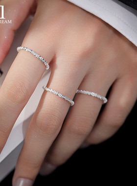 925纯银满天星戒指女叠戴指环波光粼粼轻奢小众ins食指戒时尚尾戒