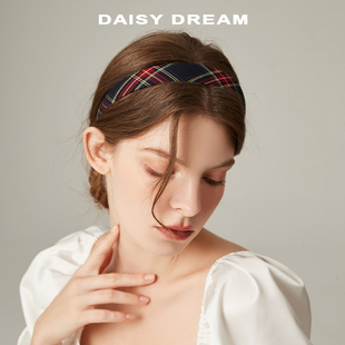 简约格子发箍女秋冬百搭外出压发洗脸头箍复古法式 头饰发饰 后挂式