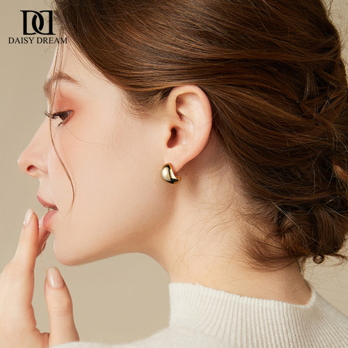 金豆豆高级感金属水滴耳环女