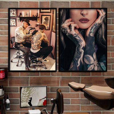 刺青纹身店工作室是装饰画美式