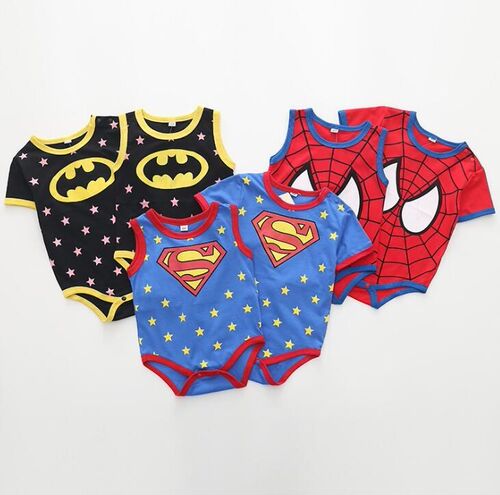 0-12m newborn baby clothing Superman Batman bodysuit romper