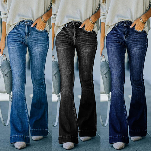 fashion women jeans casual flare ladies pants 休闲女牛仔裤