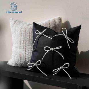 侘寂蝴蝶结抱枕民宿卧室靠枕飘窗沙发靠垫套cushion pillow cover