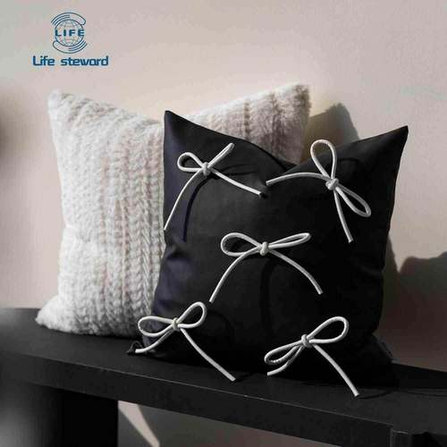 侘寂蝴蝶结抱枕民宿卧室靠枕飘窗沙发靠垫套cushion cover pillow
