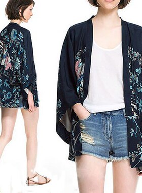 women Silk coat Bat shirt Japanese kimono cardigan 和服开衫
