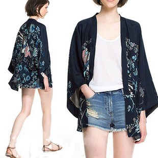 Bat shirt 和服开衫 Silk cardigan coat kimono women Japanese