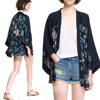 women Silk coat Bat shirt Japanese kimono cardigan 和服开衫
