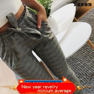 krasa штаны женские women's pants条纹腰带裤子